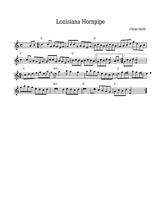 Chirps Smith - Louisiana Hornpipe Sheet Music Printable pdf
