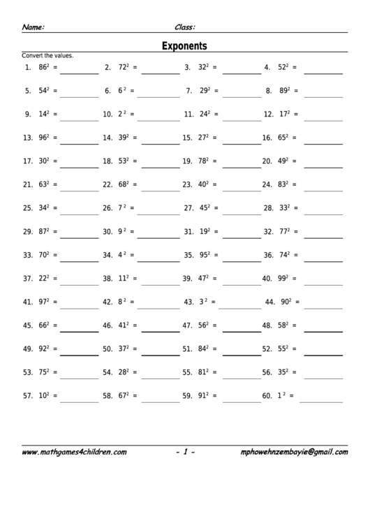 Exponents Powers Worksheet With Answer Key Printable Pdf Download