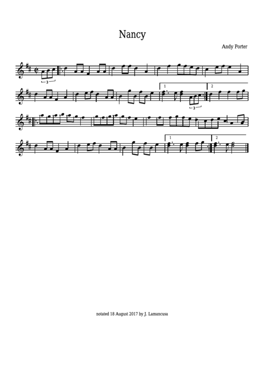 Andy Porter - Nancy Sheet Music Printable pdf
