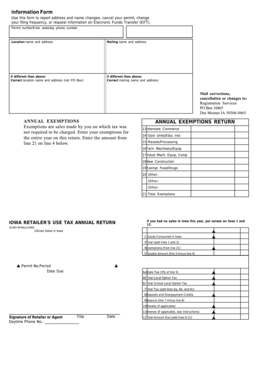 Form 32-003 Rf44a - Iowa Retailer