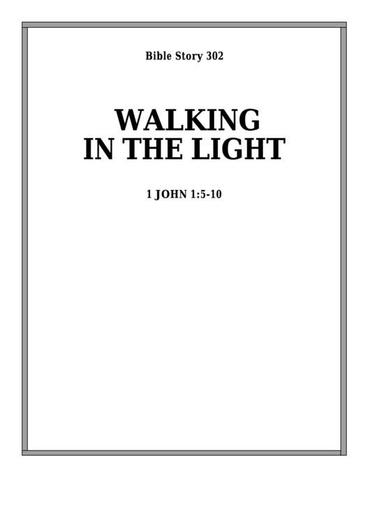 Walking In The Light Bible Activity Sheet Printable pdf