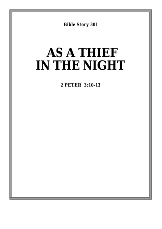 As A Thief In The Night Bible Activity Sheet Printable pdf