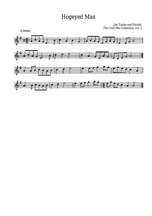 Jim Taylor And Friends - Hogeyed Man Sheet Music - The Civil War Collection, Vol. 2 Printable pdf