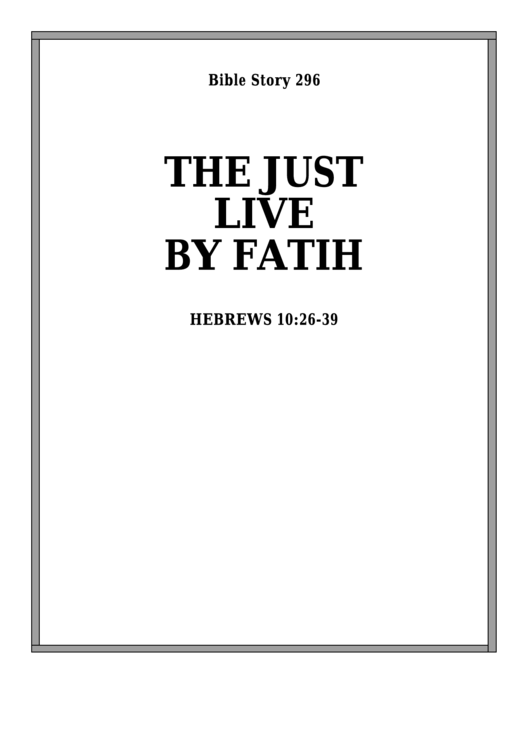 The Just Live By Faith Bible Activity Sheet Printable pdf