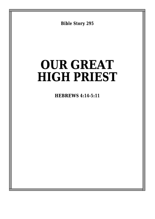 Our Great High Priest Bible Activity Sheet Printable pdf