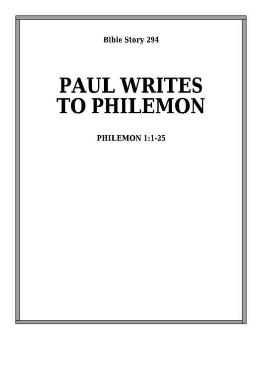 Paul Writes To Philemon Bible Activity Sheet Printable pdf