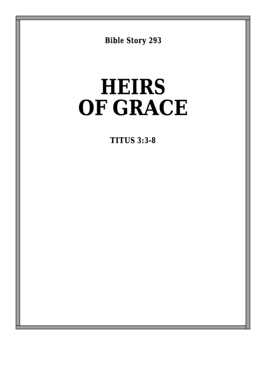 Heirs Of Grace Bible Activity Sheet Printable pdf