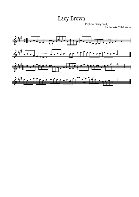 Foghorn Stringband - Lacy Brown Sheet Music - Rattlesnake Tidal Wave Printable pdf