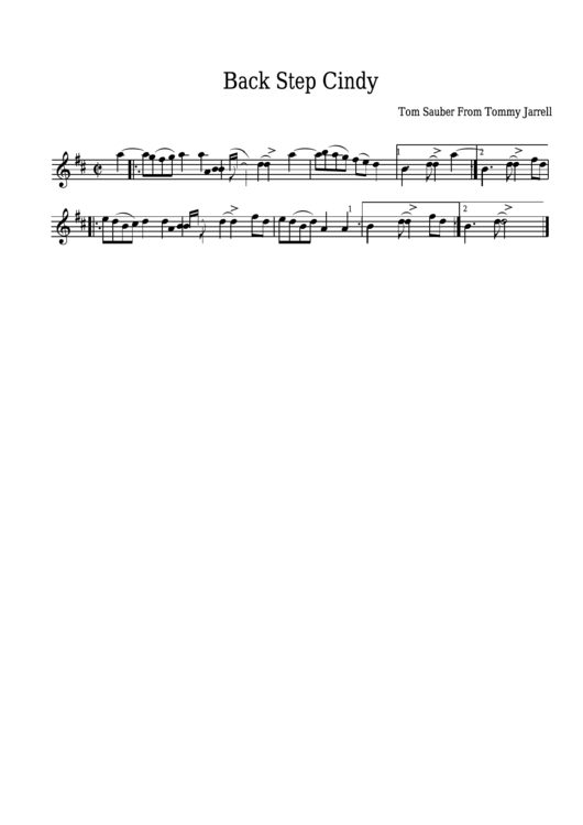 Tommy Jarrell - Backstep Cindy Sheet Music Printable pdf