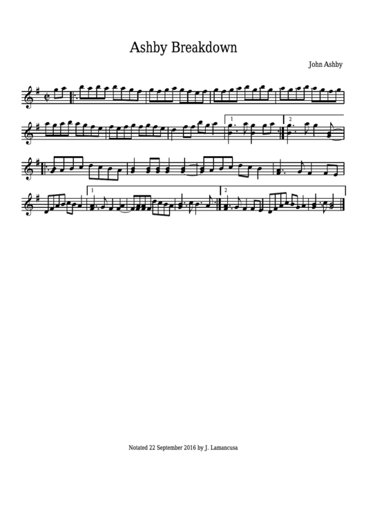 John Ashby - Ashby Breakdown Sheet Music Printable pdf
