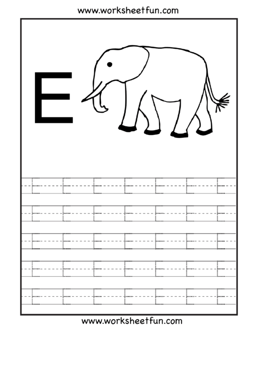 Letter E Tracing Template Printable pdf