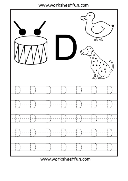 Letter D Tracing Template Printable pdf