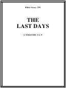 The Last Days Bible Activity Sheets