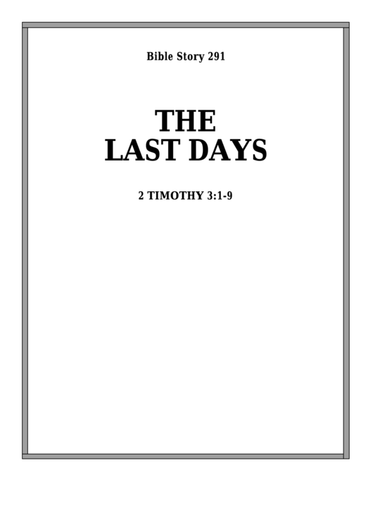 The Last Days Bible Activity Sheets Printable pdf