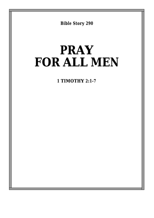 Pray For All Men Bible Activity Sheets Printable pdf