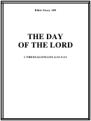 The Day Of The Lord Bible Activity Sheets