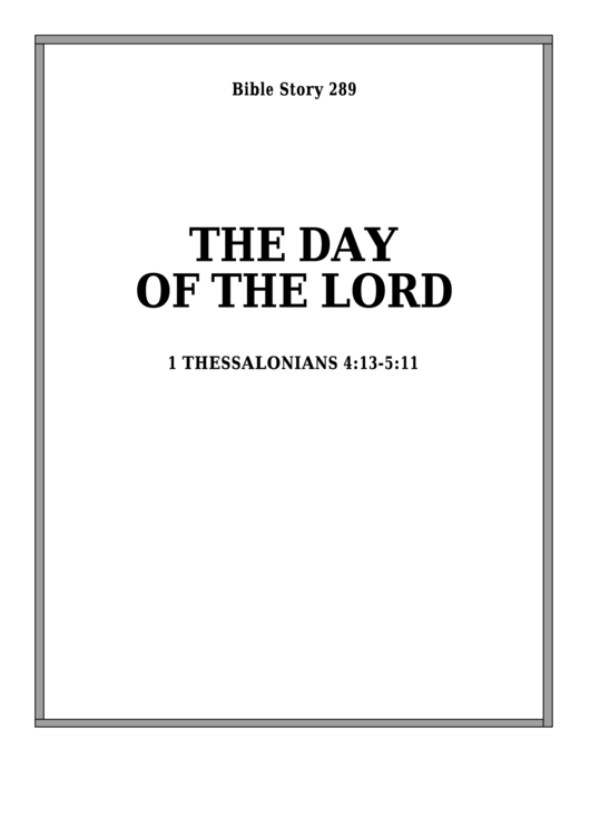 The Day Of The Lord Bible Activity Sheets Printable pdf