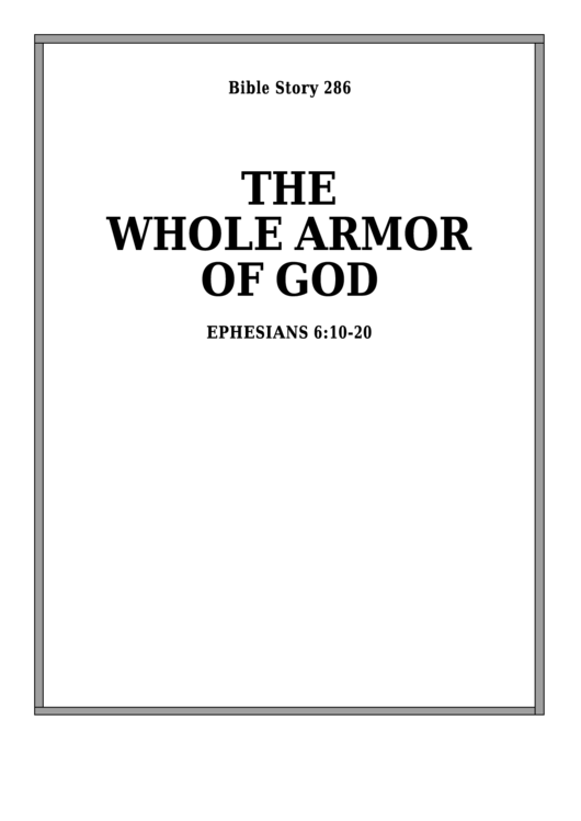 The Whole Armor Of God Bible Activity Sheets Printable pdf