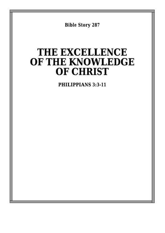 The Excellence Of The Knowledge Of Christ Bible Activity Sheets Printable pdf