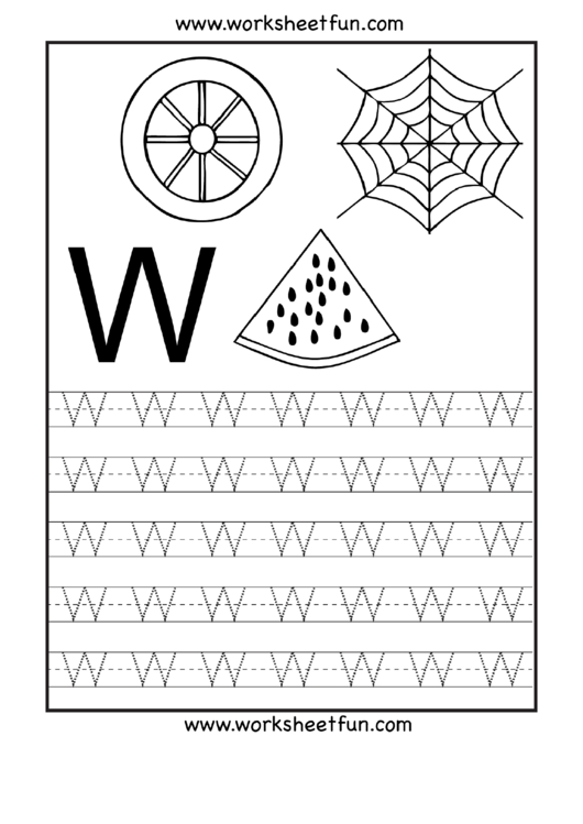 Letter W Tracing Template Printable pdf