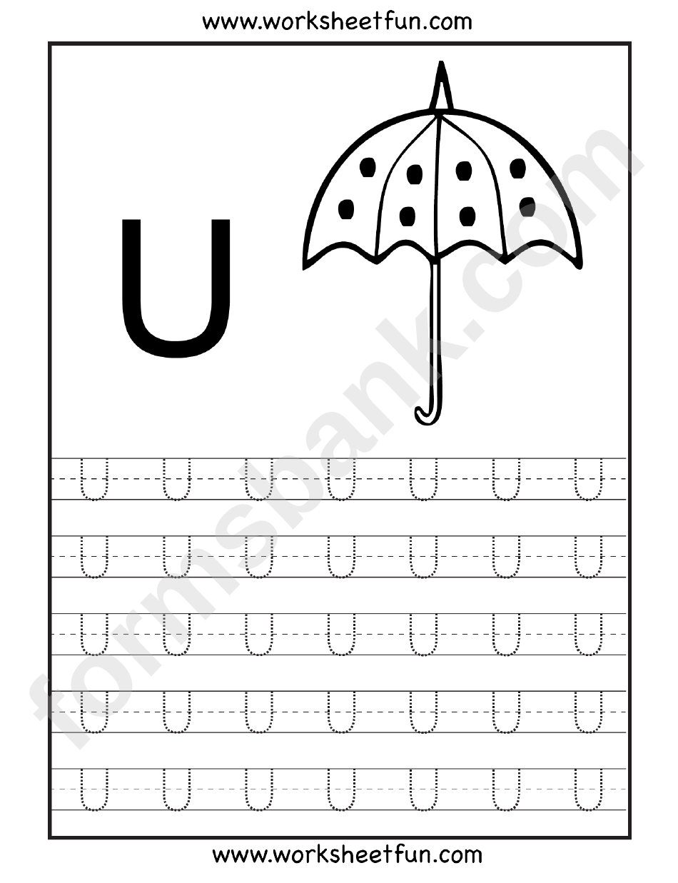 Letter U Tracing Template