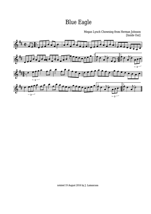 Herman Johnson - Blue Eagle Sheet Music Printable pdf
