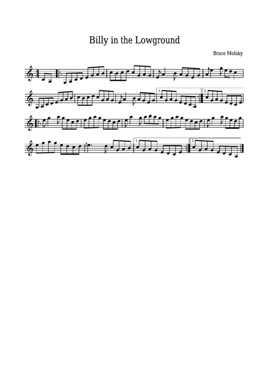 Bruce Molsky - Billy In The Lowground Sheet Music Printable pdf