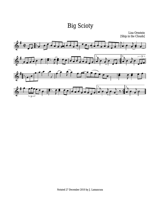 Lisa Ornstein - Big Scioty Sheet Music - Ship In The Clouds Printable pdf