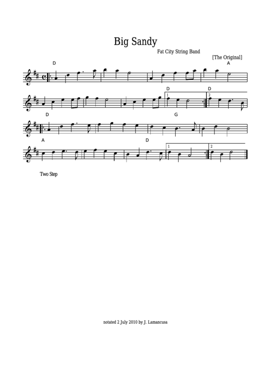 Fat City String Band - Big Sandy Sheet Music - The Original Printable pdf