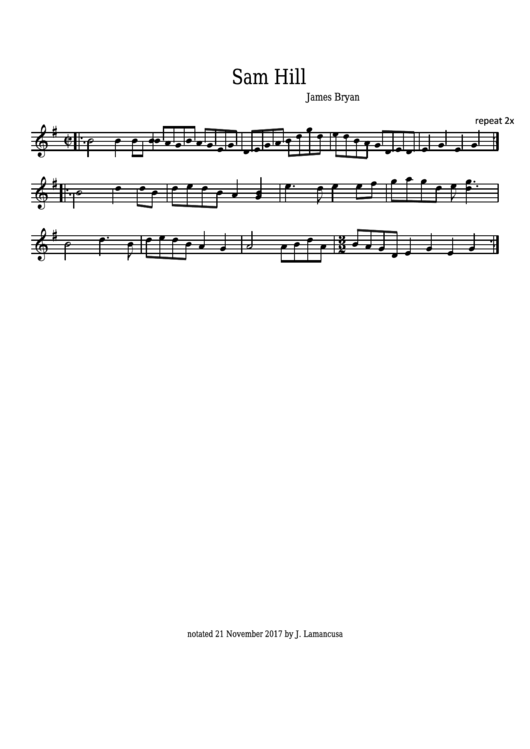 James Bryan - Sam Hill - Sheet Music Printable pdf