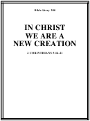 In Christ, We Are A New Creation Bible Activity Sheets