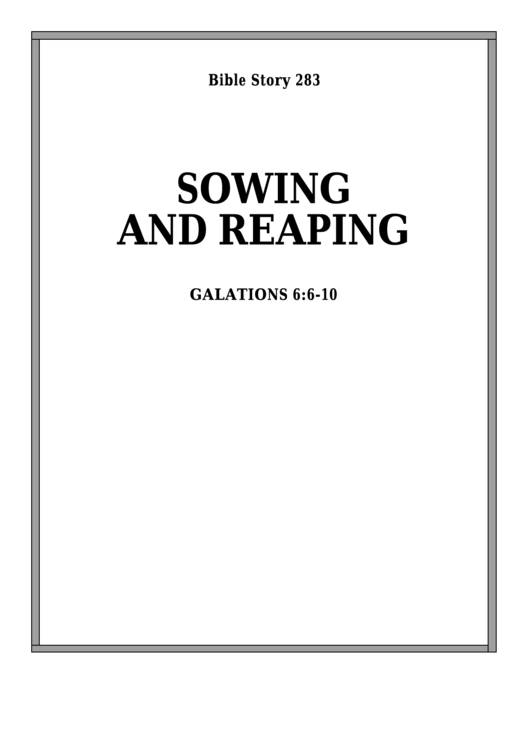 Sowing And Reaping Bible Activity Sheets Printable pdf