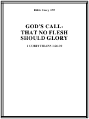 God's Call-that No Flesh Should Glory Bible Activity Sheets