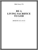 Be A Living Sacrifice To God Bible Activity Sheets