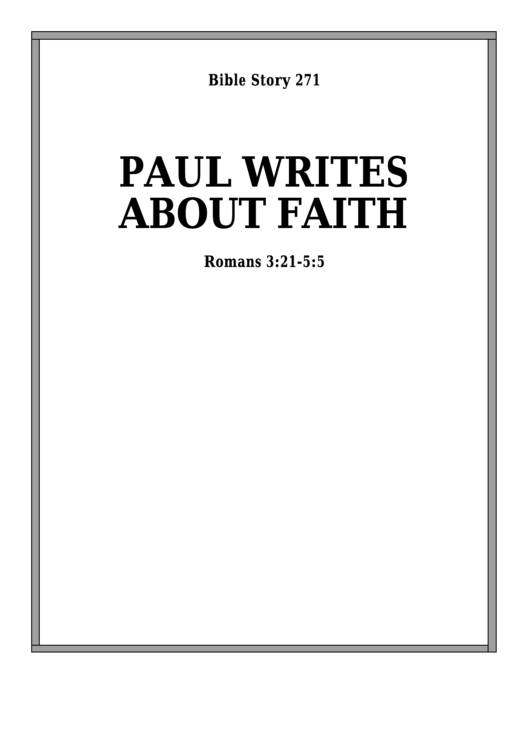 Paul Writes About Faith Bible Activity Sheets Printable pdf