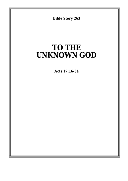 To The Unknown God Bible Activity Sheets Printable pdf