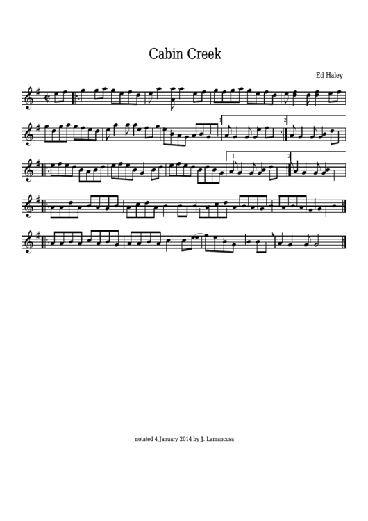 Ed Haley - Cabin Creek Sheet Music Printable pdf