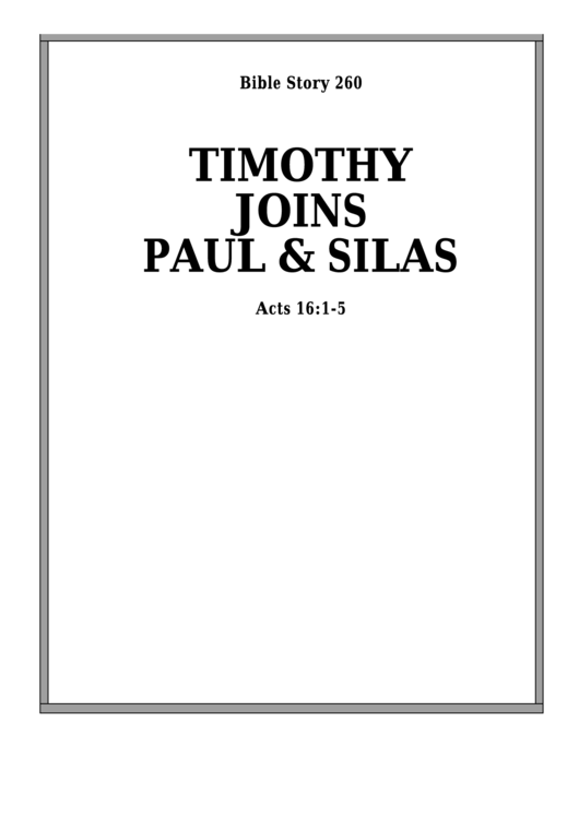 Timothy Joins Paul And Silas Bible Activity Sheets Printable pdf