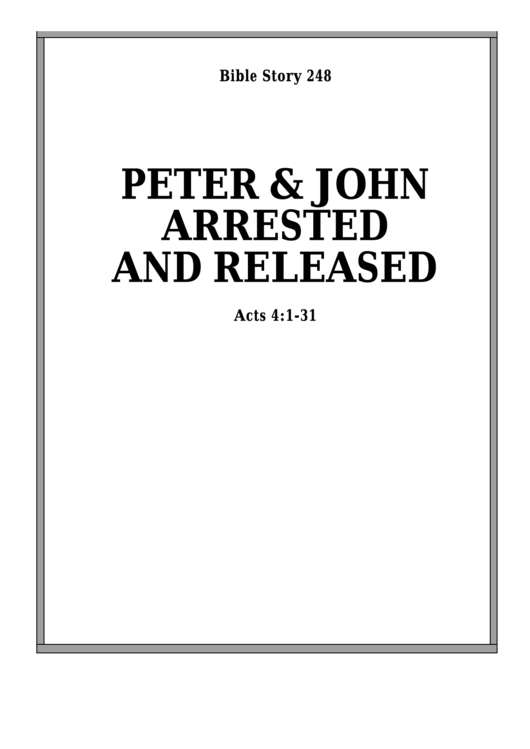 Peter And John Arrested And Released Bible Activity Sheets Printable pdf