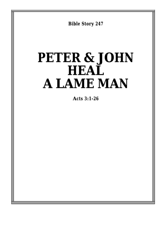 Peter And John Heal A Lame Man Bible Activity Sheets printable pdf download