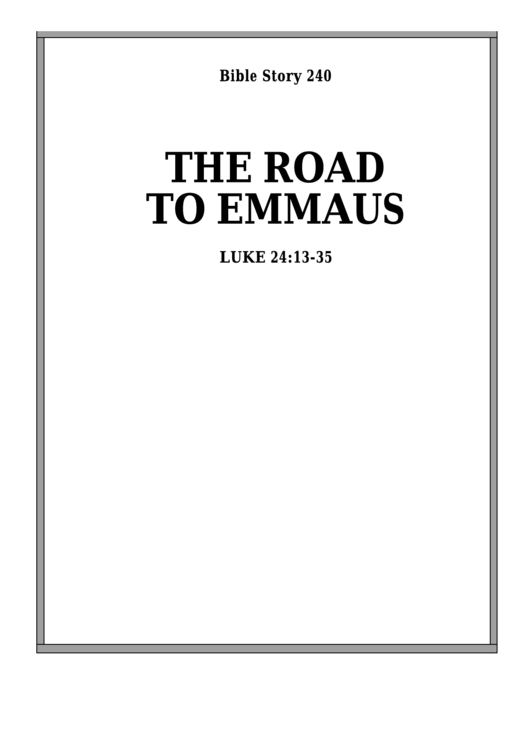 The Road To Emmaus Bible Activity Sheets Printable pdf