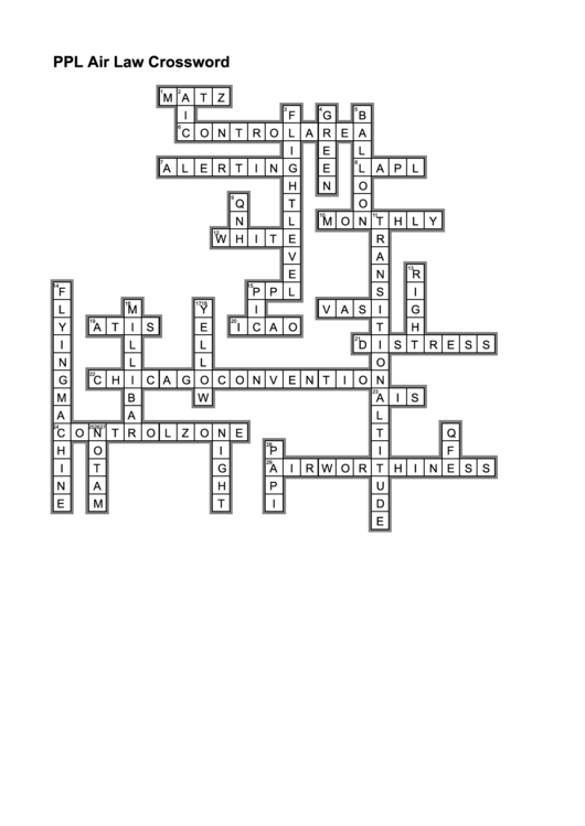 Ppl Air Law Crossword Puzzle Template With Answers Printable pdf