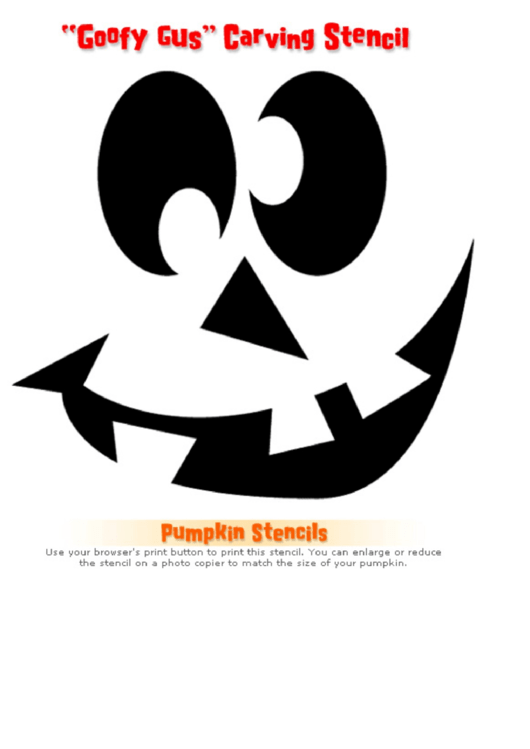 Goofy Gus Pumpkin Carving Template Printable pdf