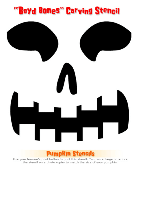 Boyd Bones Pumpkin Carving Template Printable pdf