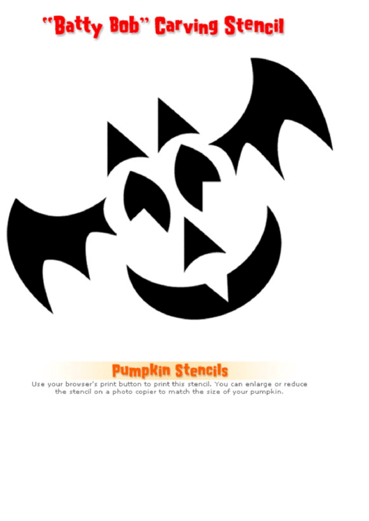 Batty Bob Pumpkin Carving Template Printable pdf