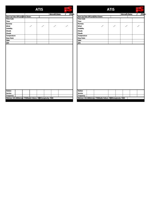 Atis Flight Plan Form Printable pdf