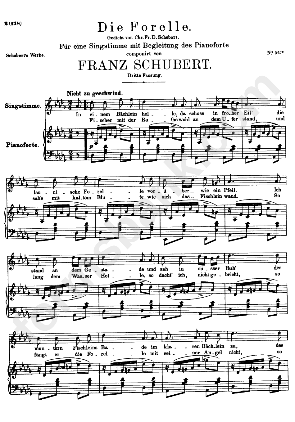 Die Forelle By Franz Schubert Piano Sheet Music