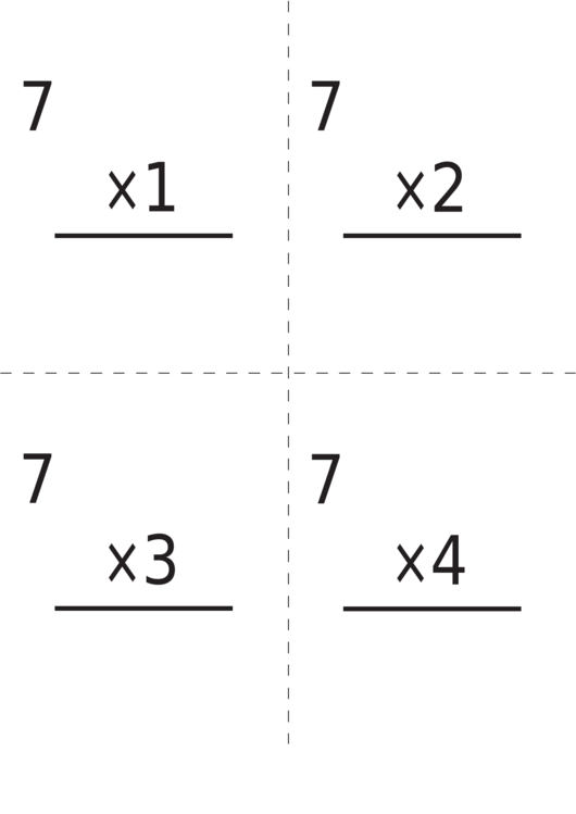 Multiplication Flash Cards 7x Template printable pdf download
