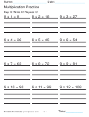 Multiplication Practice 9x Worksheet With Answers