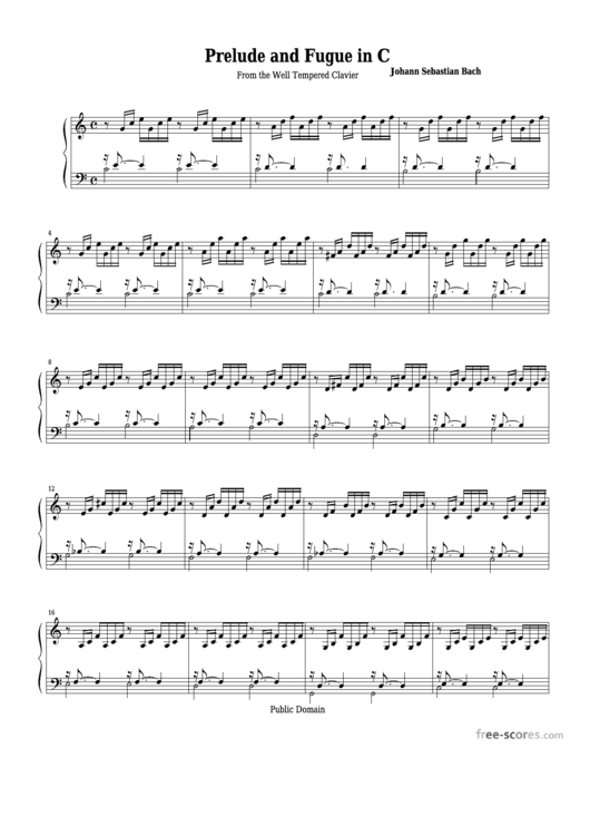 Johan Sebastian Bach - Prelude And Fugue In C Sheet Music Printable pdf